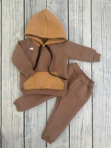 296-РАЗ. Худи +Брюки детские, хлопок 65%, 35%  ПЭ, 3-х нитка (начес) разноцветный 80,86,92